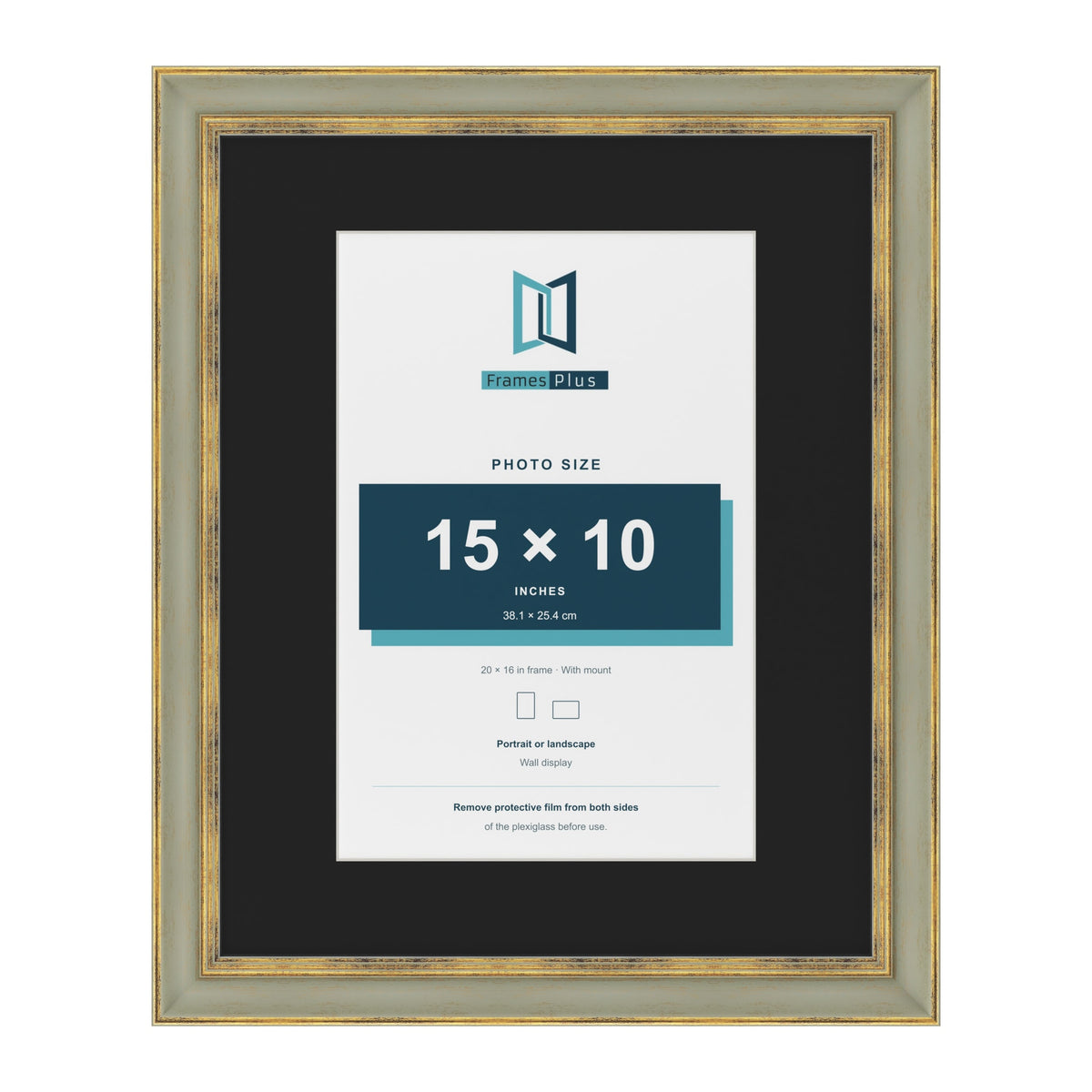 Cassis Green 20 x 16 inch picture frame with a black mount for a 15 x 10 inch photo