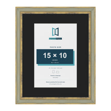 Cassis Green 20 x 16 inch picture frame with a black mount for a 15 x 10 inch photo