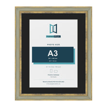 Cassis Green 20 x 16 inch picture frame with a black mount for an A3 photo