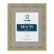 Cassis Green 20 x 16 inch picture frame with a dawn grey mount for a 14 x 11 inch photo