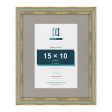 Cassis Green 20 x 16 inch picture frame with a dawn grey mount for a 15 x 10 inch photo
