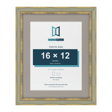 Cassis Green 20 x 16 inch picture frame with a dawn grey mount for a 16 x 12 inch photo