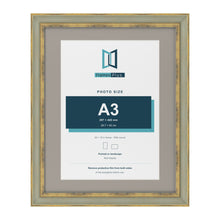 Cassis Green 20 x 16 inch picture frame with a dawn grey mount for an A3 photo