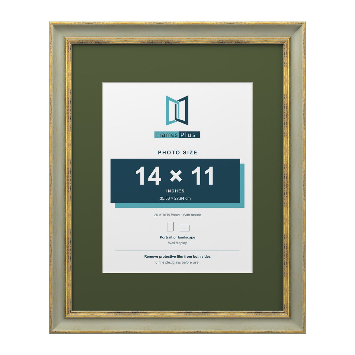 Cassis Green 20 x 16 inch picture frame with a green mount for a 14 x 11 inch photo