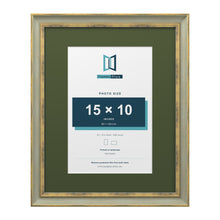 Cassis Green 20 x 16 inch picture frame with a green mount for a 15 x 10 inch photo