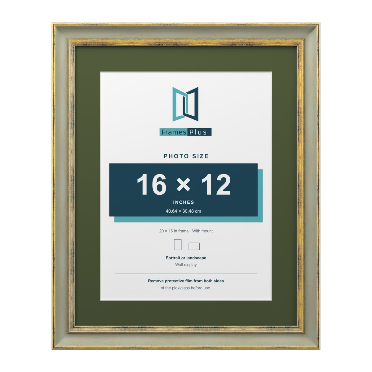 Cassis Green 20 x 16 inch picture frame with a green mount for a 16 x 12 inch photo