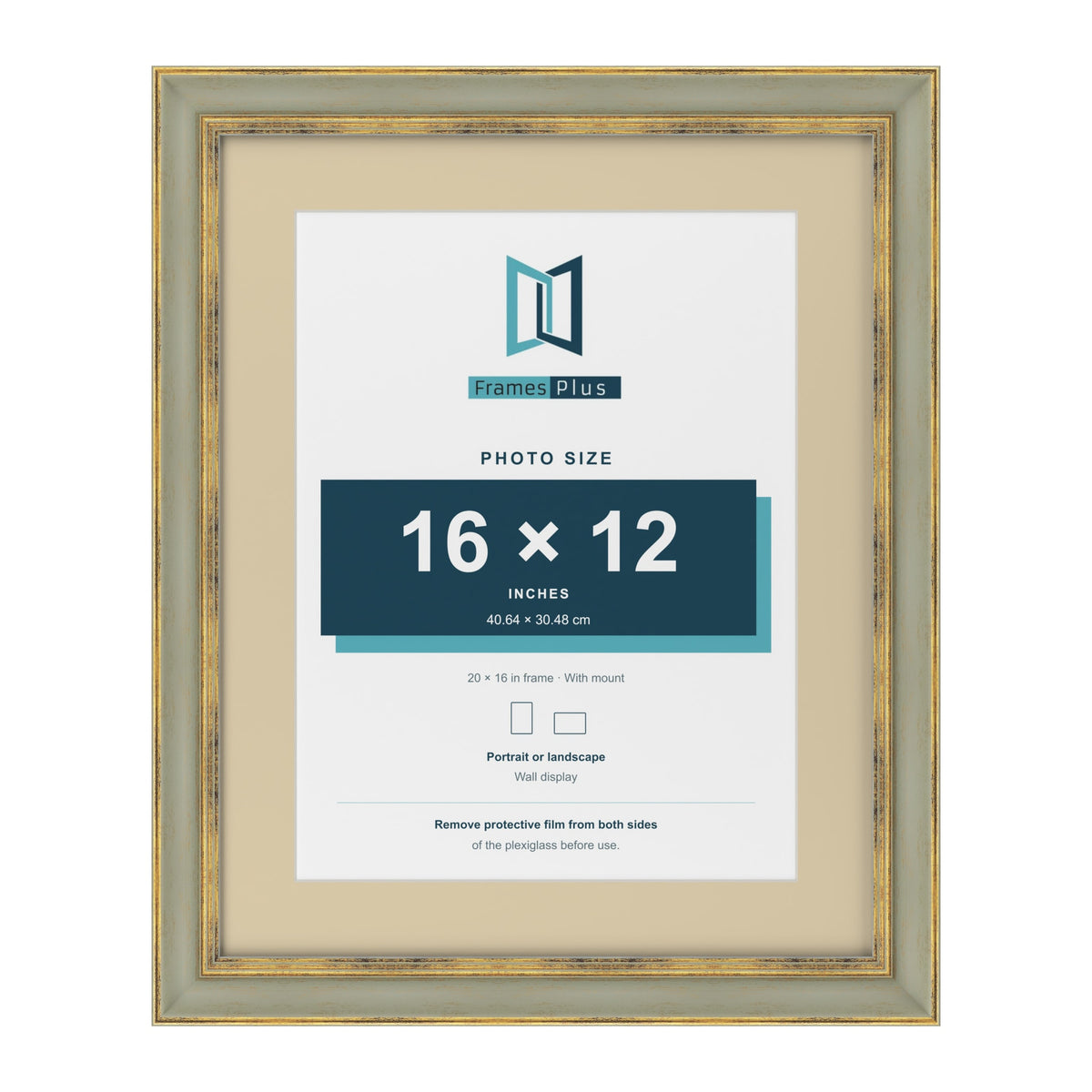 Cassis Green 20 x 16 inch picture frame with an ivory mount for a 16 x 12 inch photo