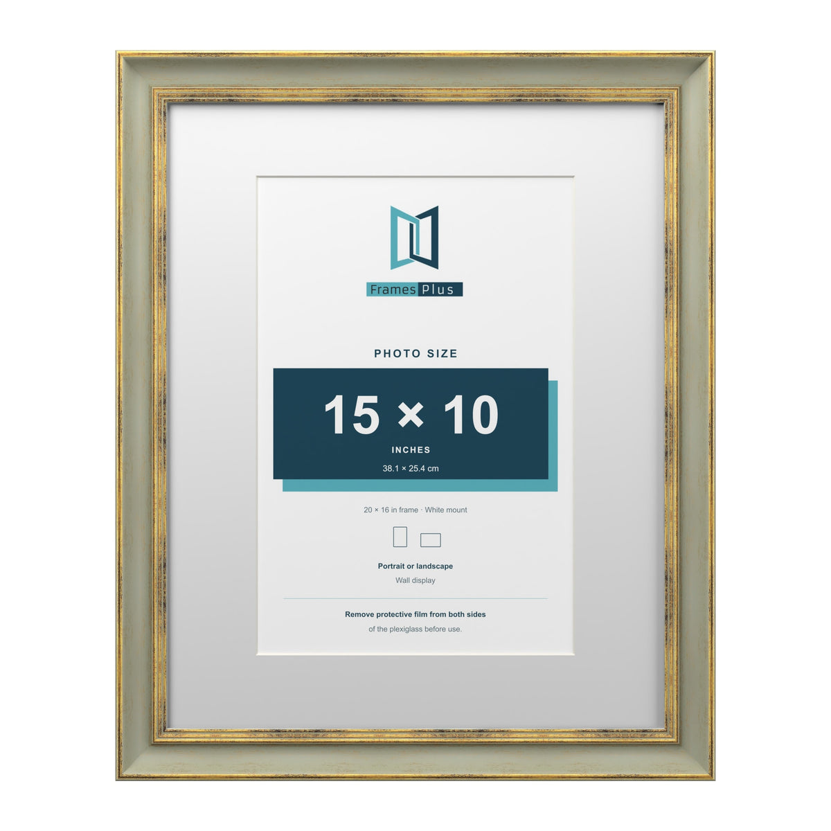 Cassis Green 20 x 16 inch picture frame with a white mount for a 15 x 10 inch photo