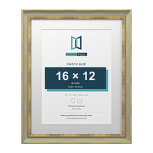Cassis Green 20 x 16 inch picture frame with a white mount for a 16 x 12 inch photo