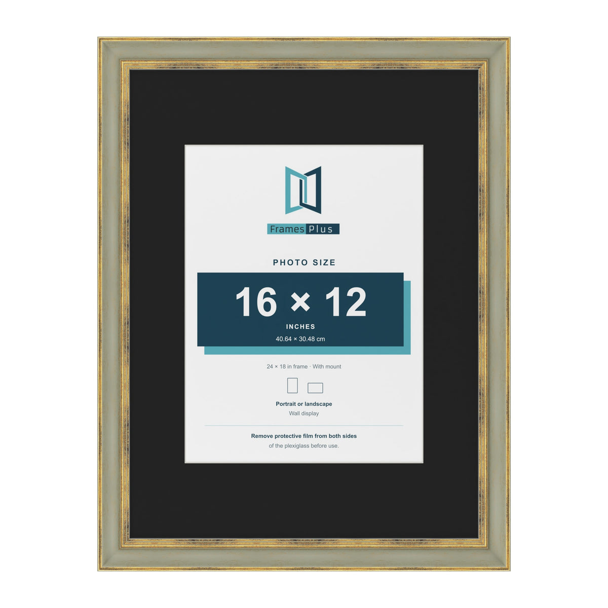 Cassis Green 24 x 18 inch picture frame with a black mount for a 16 x 12 inch photo