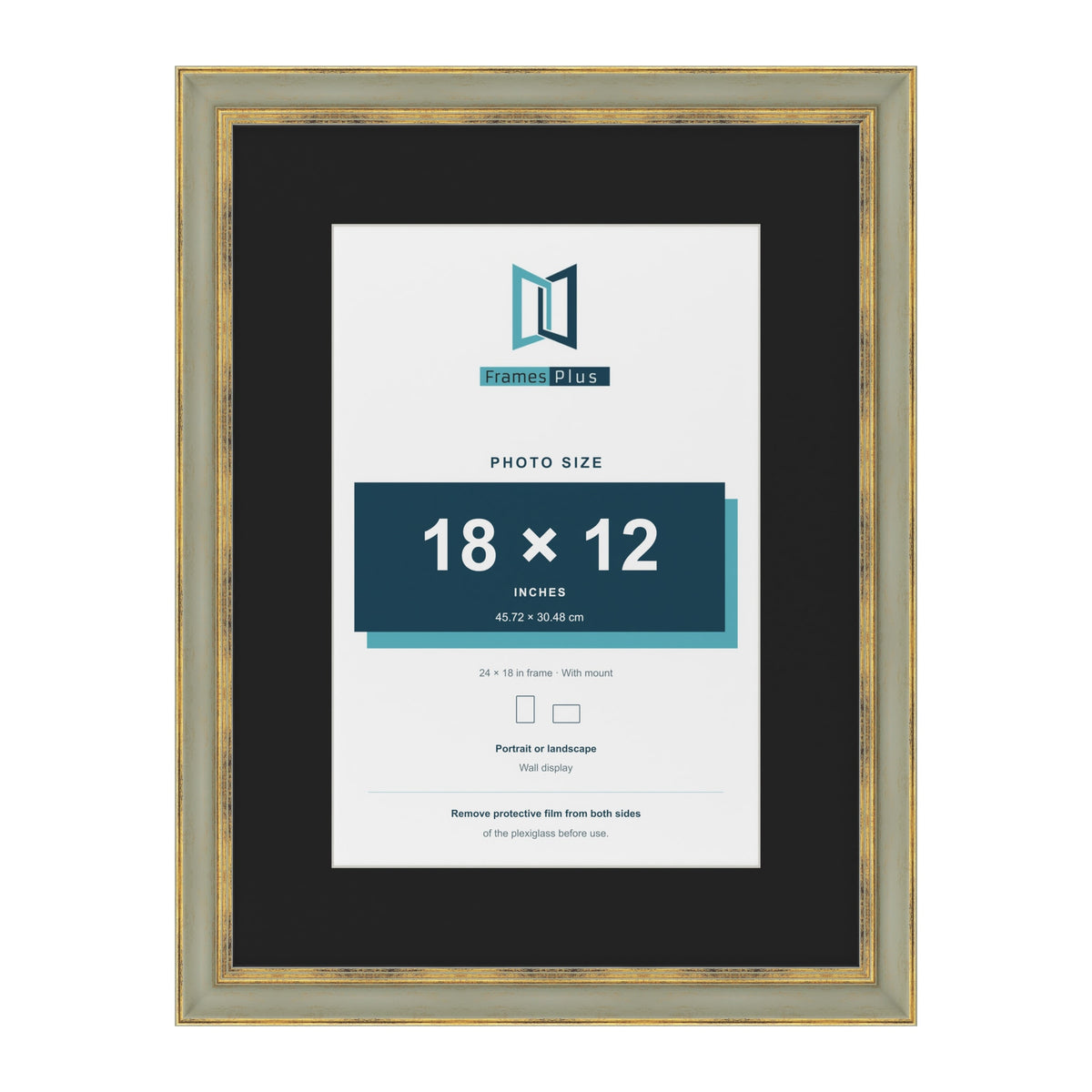 Cassis Green 24 x 18 inch picture frame with a black mount for an 18 x 12 inch photo