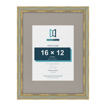 Cassis Green 24 x 18 inch picture frame with a dawn grey mount for a 16 x 12 inch photo