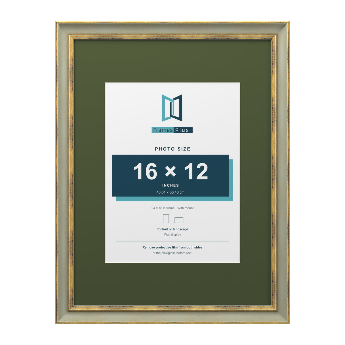 Cassis Green 24 x 18 inch picture frame with a green mount for a 16 x 12 inch photo