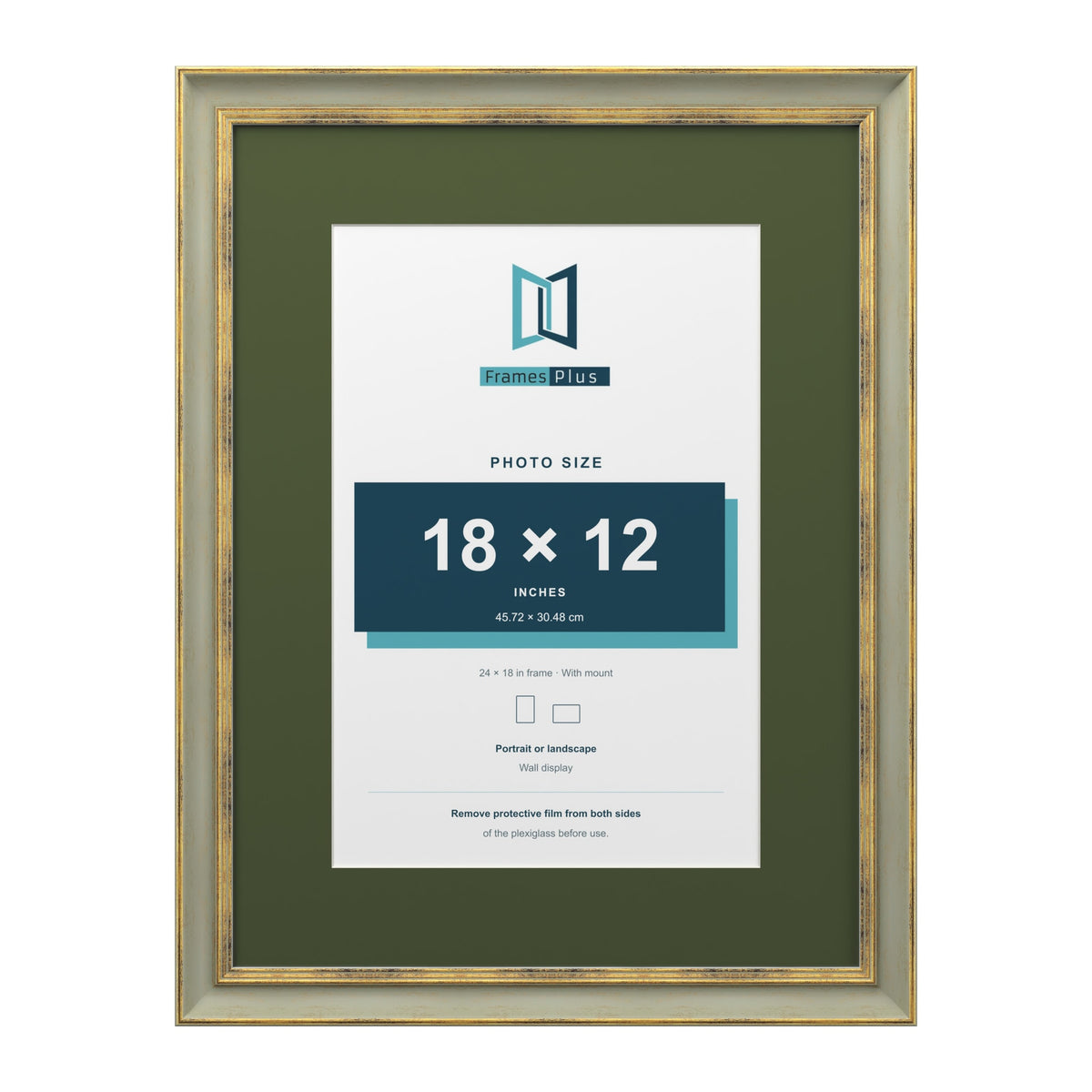 Cassis Green 24 x 18 inch picture frame with a green mount for an 18 x 12 inch photo