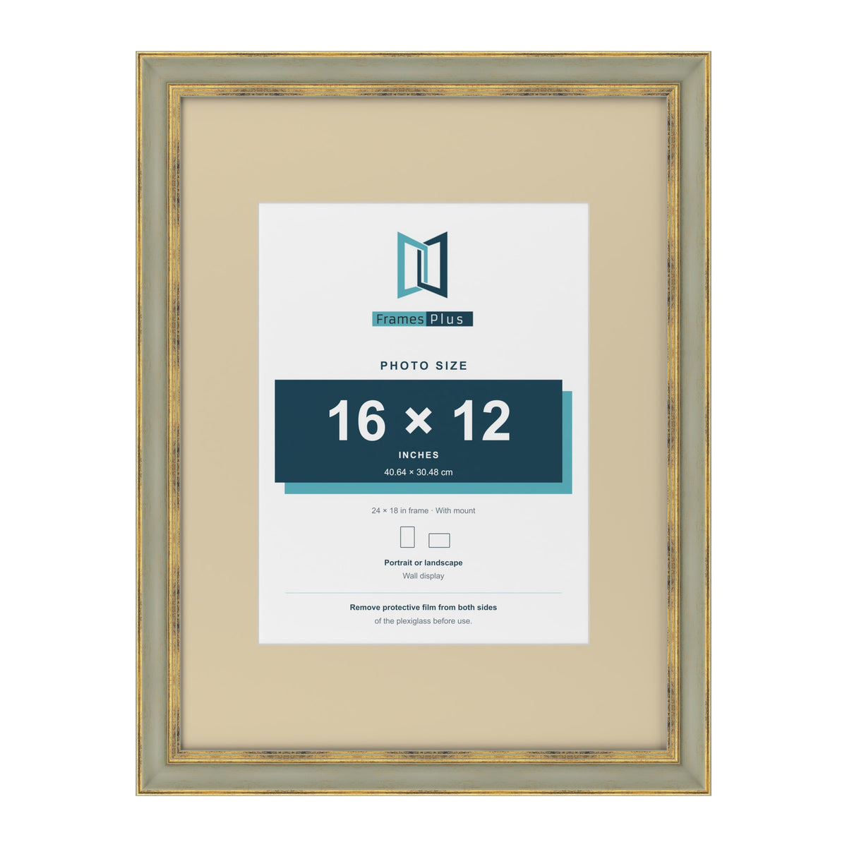 Cassis Green 24 x 18 inch picture frame with an ivory mount for a 16 x 12 inch photo