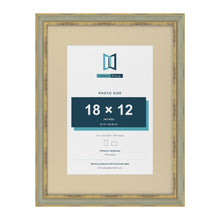 Cassis Green 24 x 18 inch picture frame with an ivory mount for an 18 x 12 inch photo