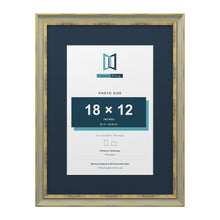 Cassis Green 24 x 18 inch picture frame with a pacific blue mount for an 18 x 12 inch photo