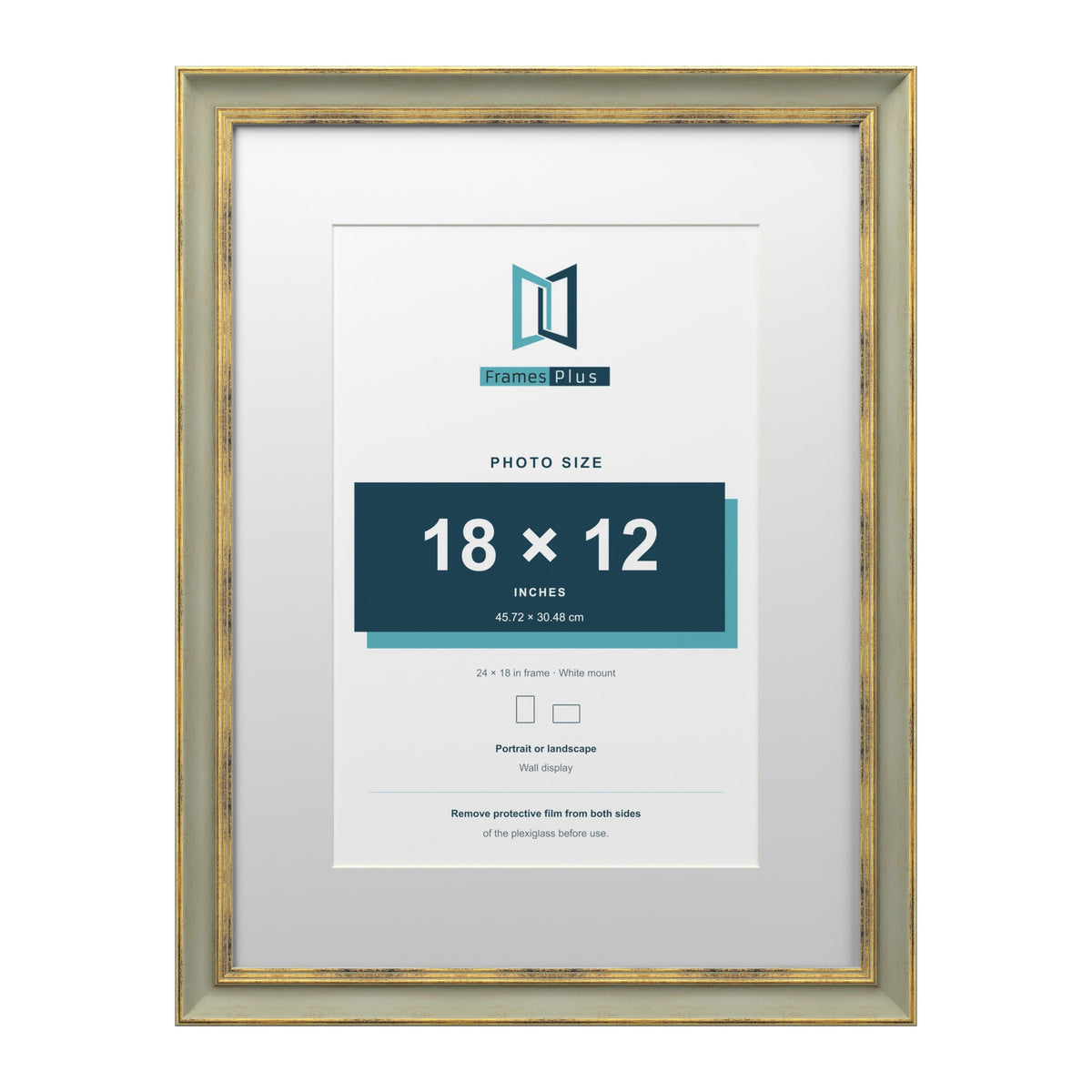 Cassis Green 24 x 18 inch picture frame with a white mount for an 18 x 12 inch photo