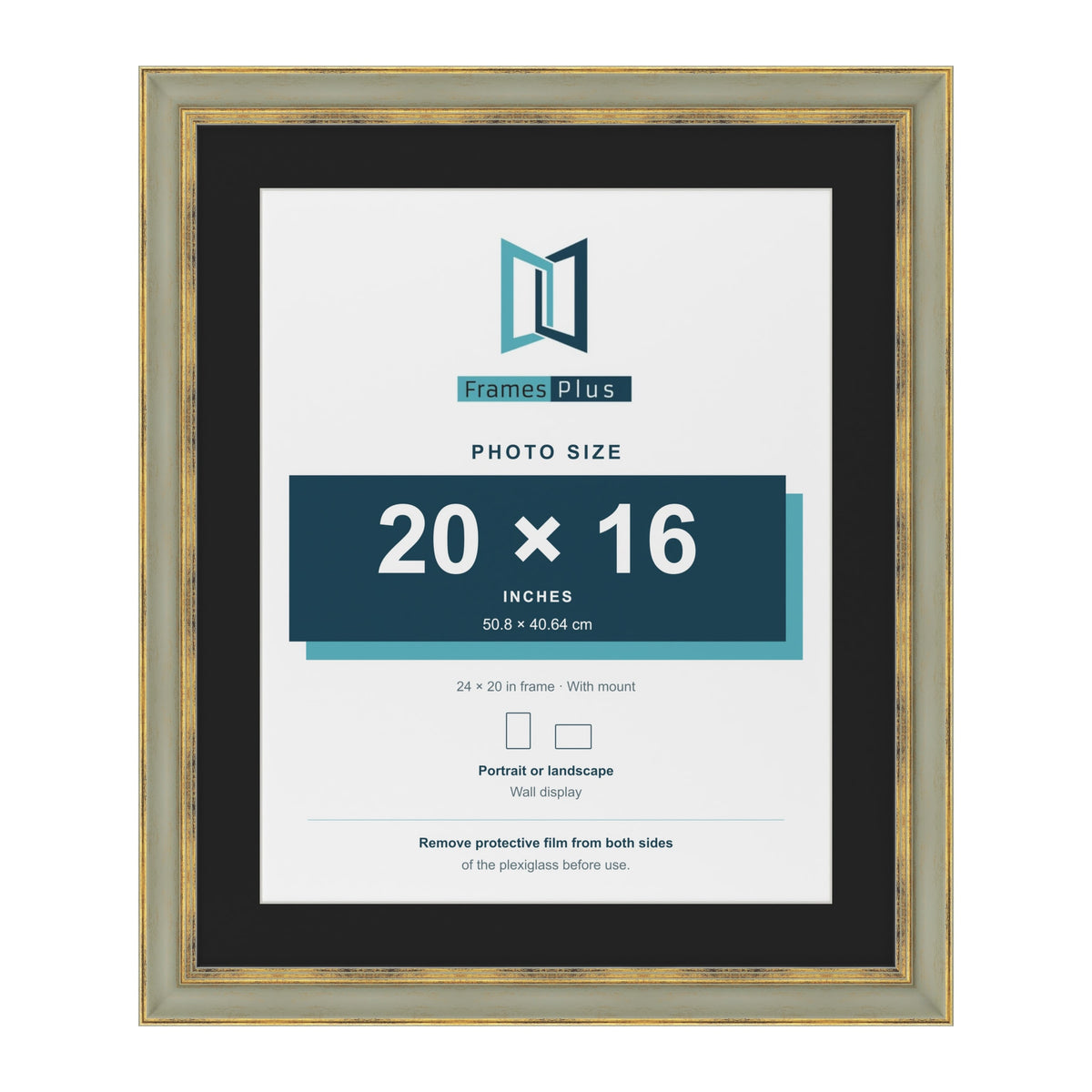 Cassis Green 24 x 20 inch picture frame with a black mount for a 20 x 16 inch photo