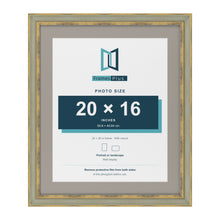 Cassis Green 24 x 20 inch picture frame with a dawn grey mount for a 20 x 16 inch photo