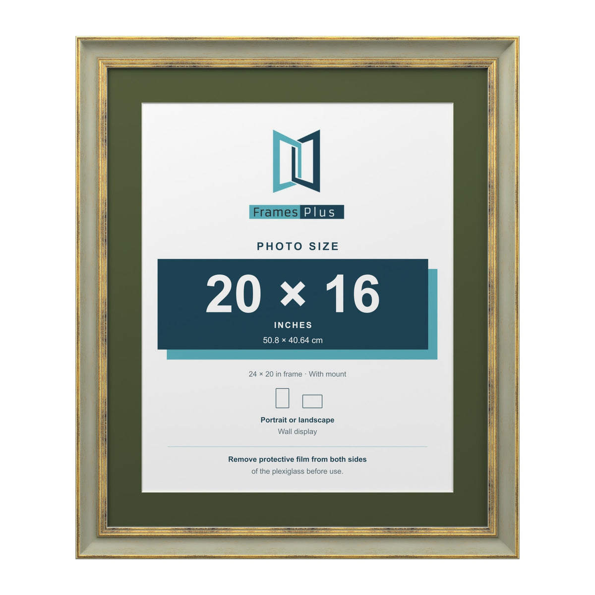 Cassis Green 24 x 20 inch picture frame with a green mount for a 20 x 16 inch photo