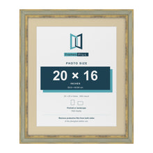Cassis Green 24 x 20 inch picture frame with an ivory mount for a 20 x 16 inch photo