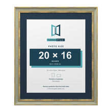 Cassis Green 24 x 20 inch picture frame with a pacific blue mount for a 20 x 16 inch photo