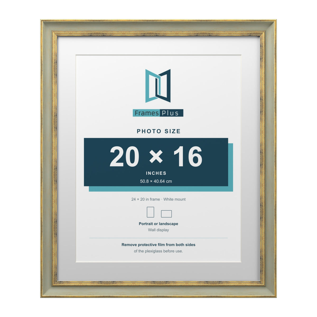 Cassis Green 24 x 20 inch picture frame with a white mount for a 20 x 16 inch photo