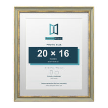 Cassis Green 24 x 20 inch picture frame with a white mount for a 20 x 16 inch photo