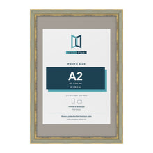 Cassis Green 30 x 20 inch picture frame with a dawn grey mount for an A2 photo