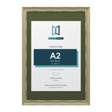 Cassis Green 30 x 20 inch picture frame with a green mount for an A2 photo