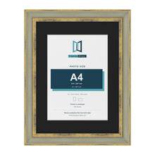 Cassis Green 40 x 30 cm picture frame with a black mount for an A4 photo