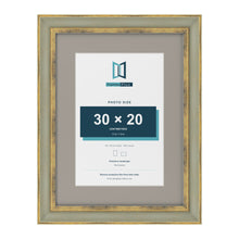 Cassis Green 40 x 30 cm picture frame with a dawn grey mount for a 30 x 20 cm photo