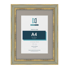 Cassis Green 40 x 30 cm picture frame with a dawn grey mount for an A4 photo