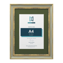 Cassis Green 40 x 30 cm picture frame with a green mount for an A4 photo