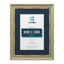 Cassis Green 40 x 30 cm picture frame with a pacific blue mount for a 30 x 20 cm photo