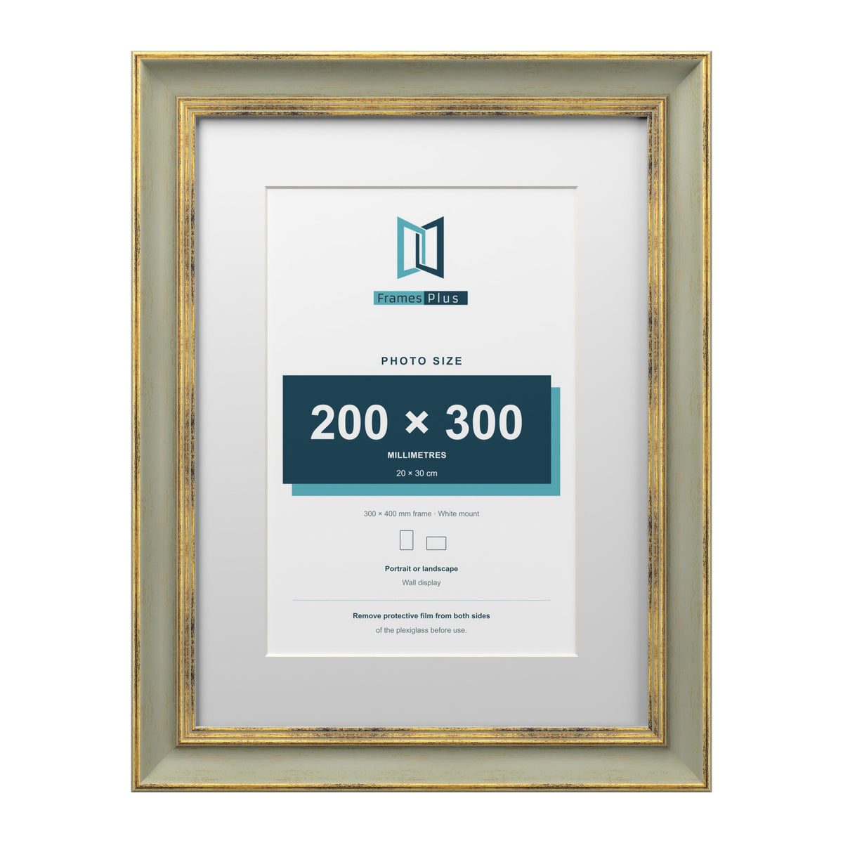 Cassis Green 40 x 30 cm picture frame with a white mount for a 30 x 20 cm photo