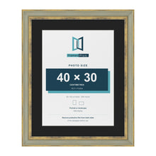 Cassis Green 50 x 40 cm picture frame with a black mount for a 40 x 30 cm photo