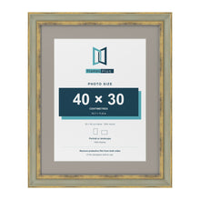 Cassis Green 50 x 40 cm picture frame with a dawn grey mount for a 40 x 30 cm photo