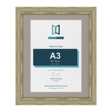 Cassis Green 50 x 40 cm picture frame with a dawn grey mount for an A3 photo