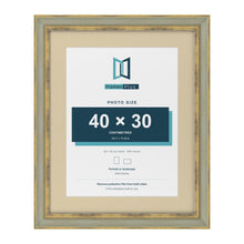 Cassis Green 50 x 40 cm picture frame with an ivory mount for a 40 x 30 cm photo