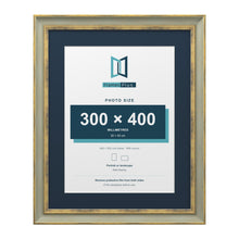 Cassis Green 50 x 40 cm picture frame with a pacific blue mount for a 40 x 30 cm photo