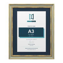Cassis Green 50 x 40 cm picture frame with a pacific blue mount for an A3 photo