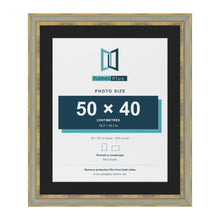 Cassis Green 60 x 50 cm picture frame with a black mount for a 50 x 40 cm photo