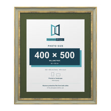 Cassis Green 60 x 50 cm picture frame with a green mount for a 50 x 40 cm photo