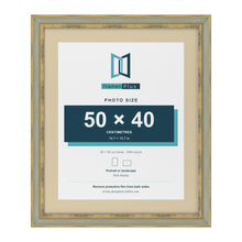 Cassis Green 60 x 50 cm picture frame with an ivory mount for a 50 x 40 cm photo