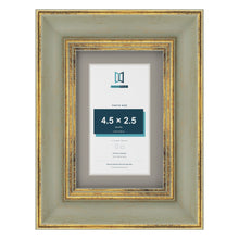Cassis Green 6 x 4 inch picture frame with a dawn grey mount for a 4.5 x 2.5 inch photo