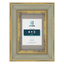 Cassis Green 6 x 4 inch picture frame with a dawn grey mount for a 4 x 3 inch photo