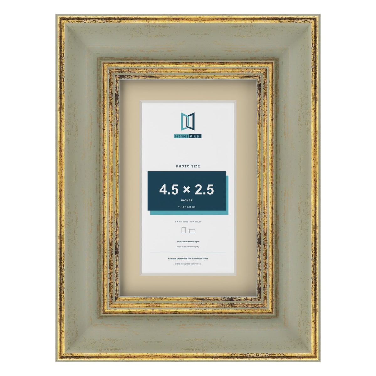 Cassis Green 6 x 4 inch picture frame with an ivory mount for a 4.5 x 2.5 inch photo