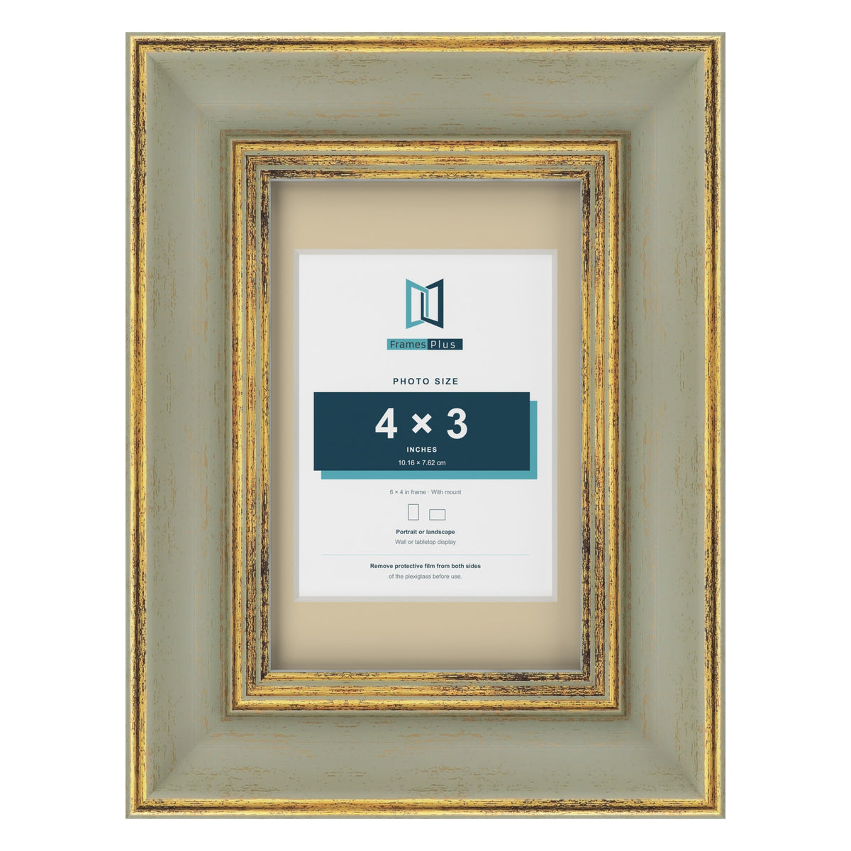 Cassis Green 6 x 4 inch picture frame with an ivory mount for a 4 x 3 inch photo